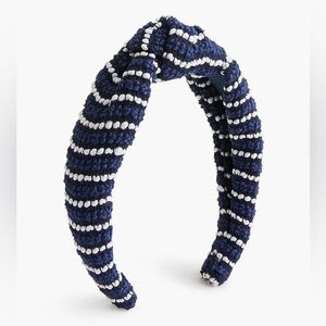 J.Crew Mariner Tweed Knot Headband, Blue/ White